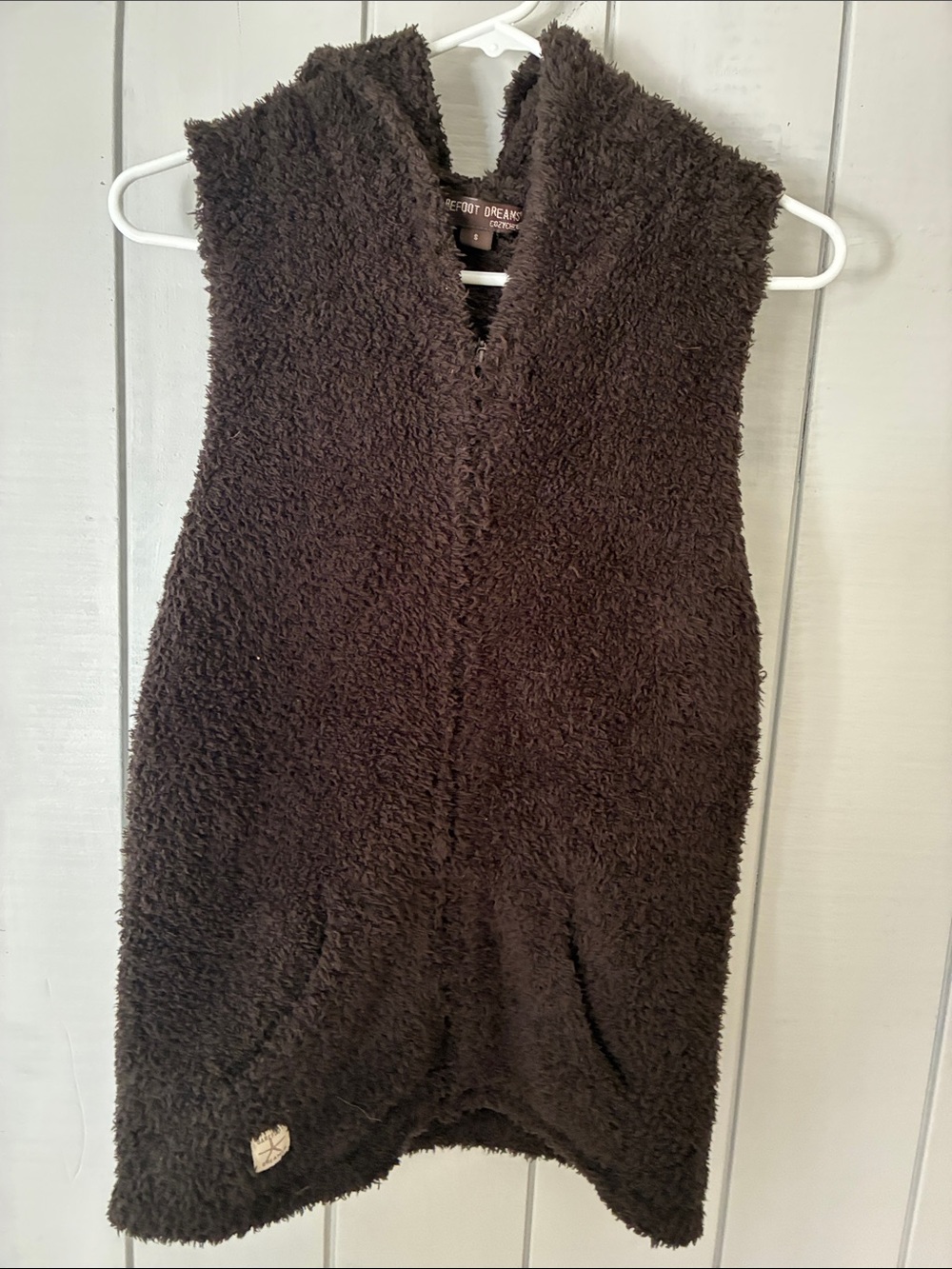 Barefoot Dreams Chocolate Brown Hooded Sherpa Vest